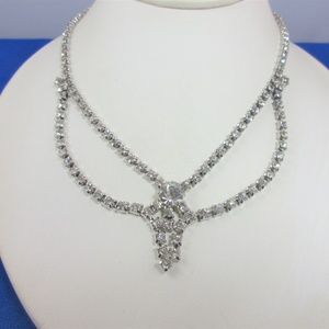 Vintage 16" clear rhinestone neckace
